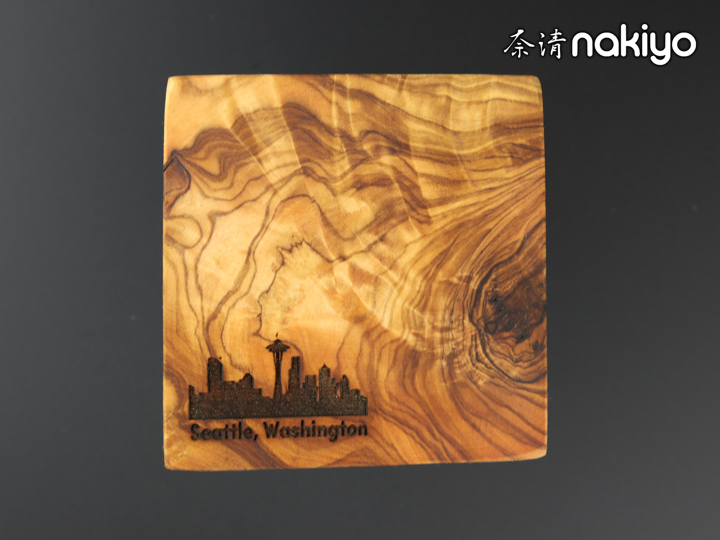 Nakiyo Olivewood Seattle Souvenir Coaster