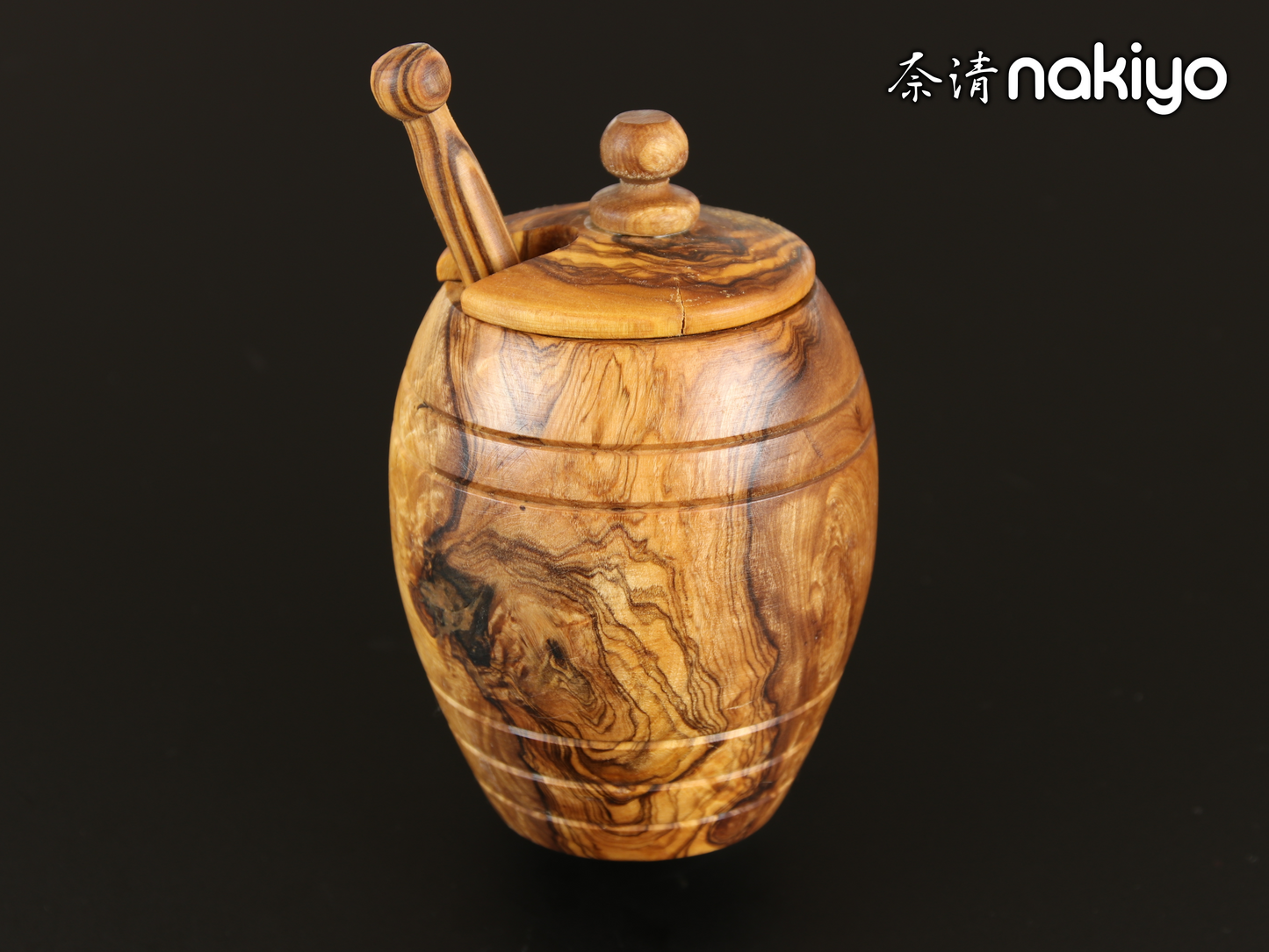 Nakiyo Olivewood Honeypot & Dipper Set