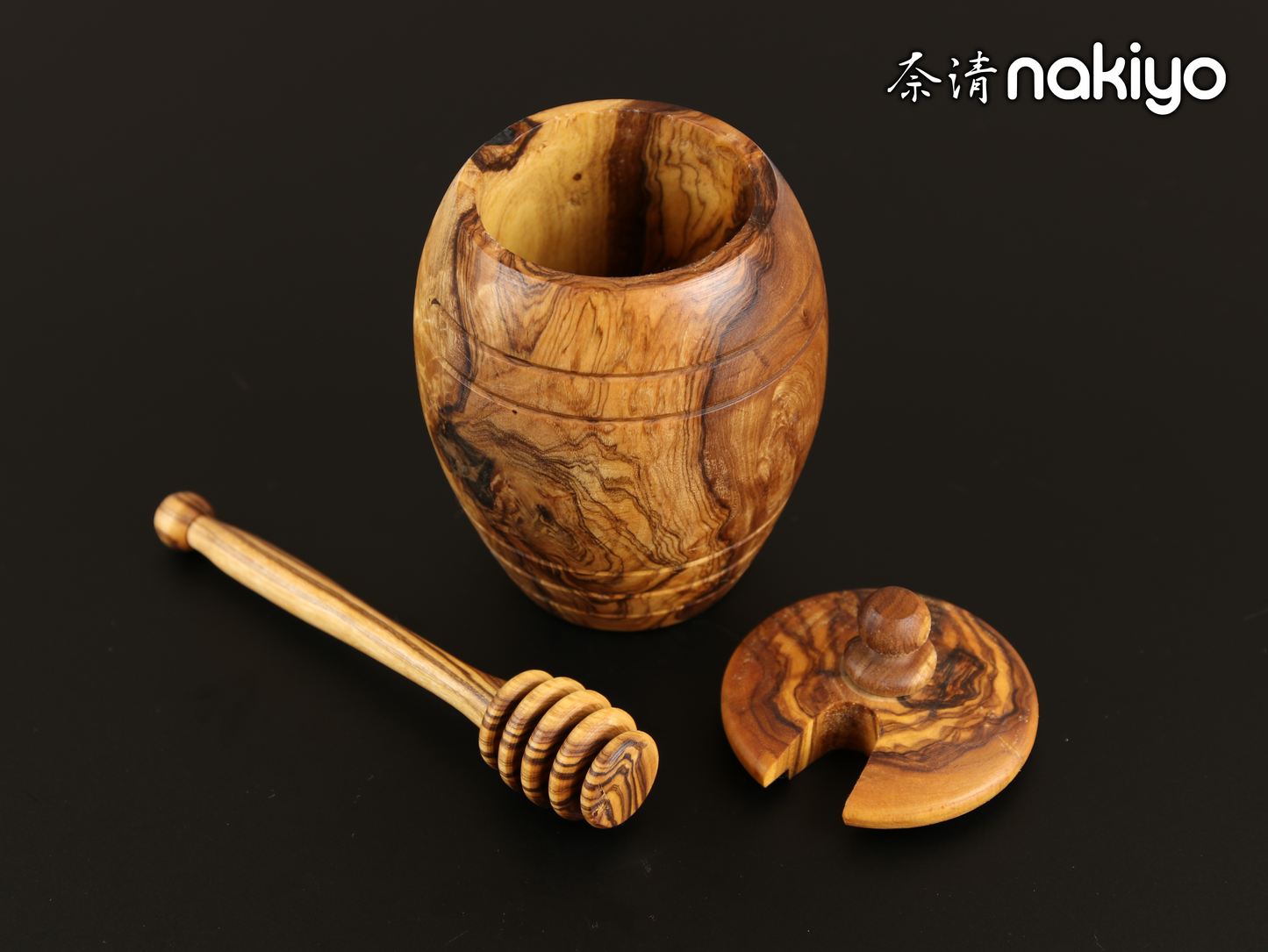 Nakiyo Olivewood Honeypot & Dipper Set