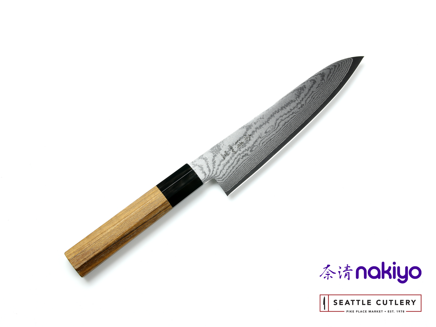 Nakiyo Teak Damascus 7" Gyuto/Chef