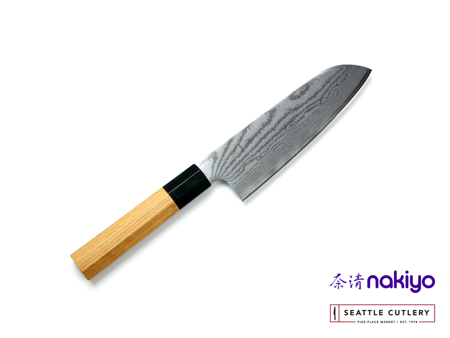 Nakiyo Teak Damascus Santoku