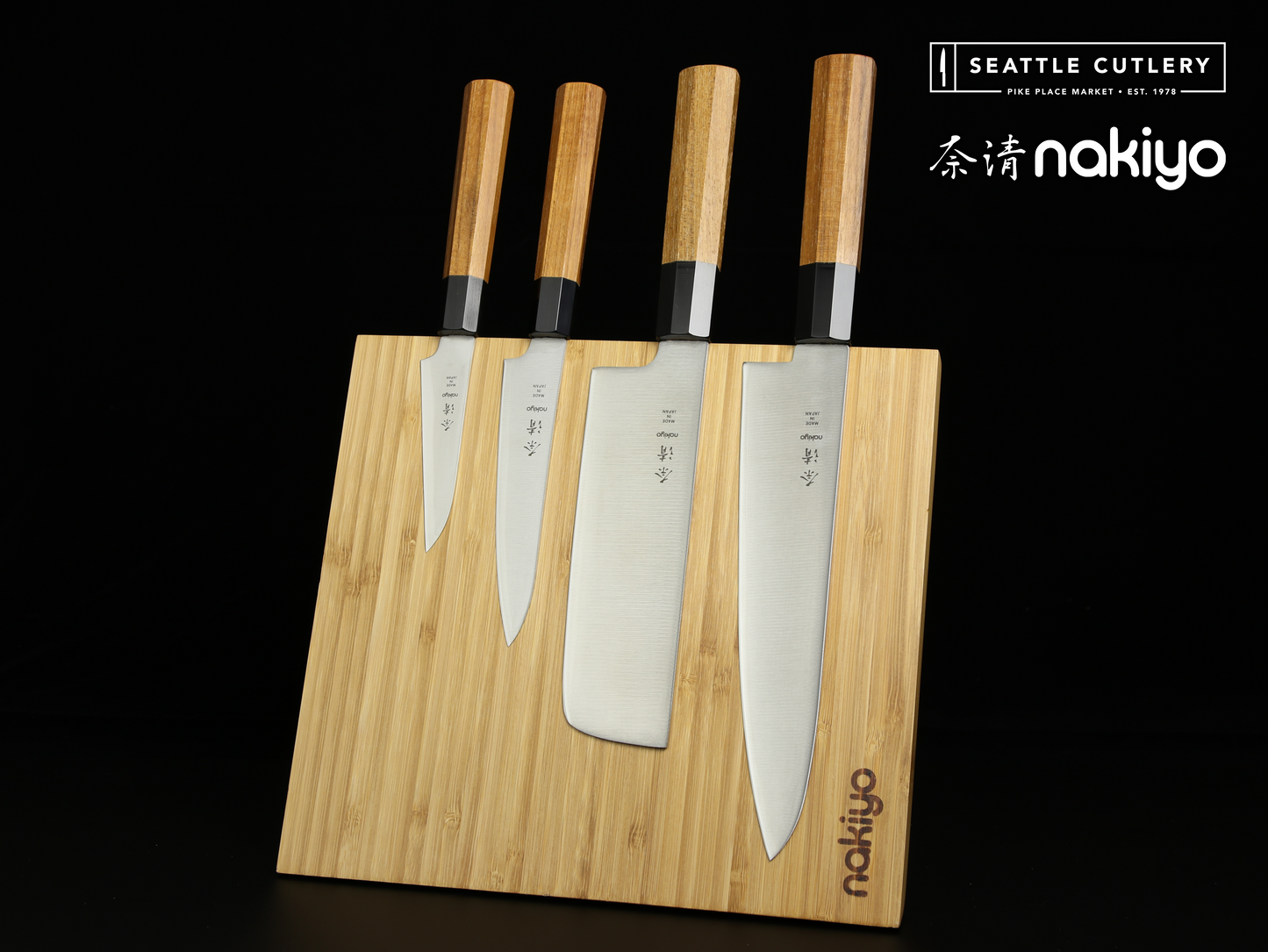 Nakiyo Teak San Mai 4-Piece Set with Magnetic Stand