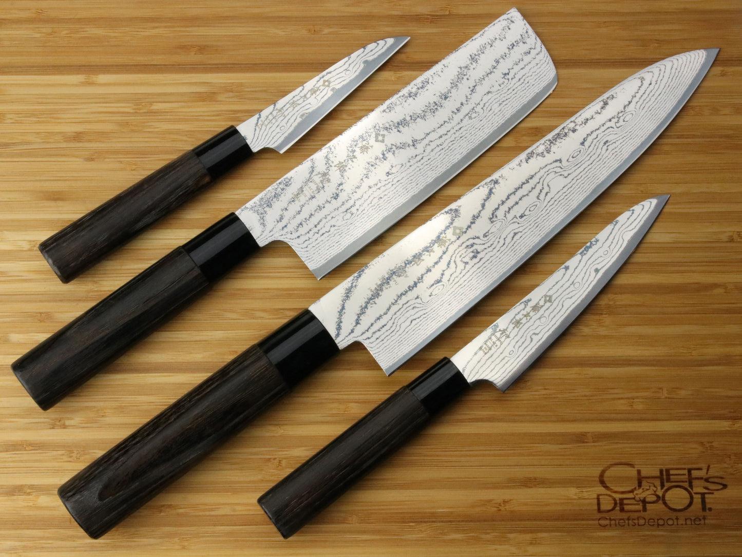 Tojiro Shippu Black 4-Piece Set with Magnetic Stand