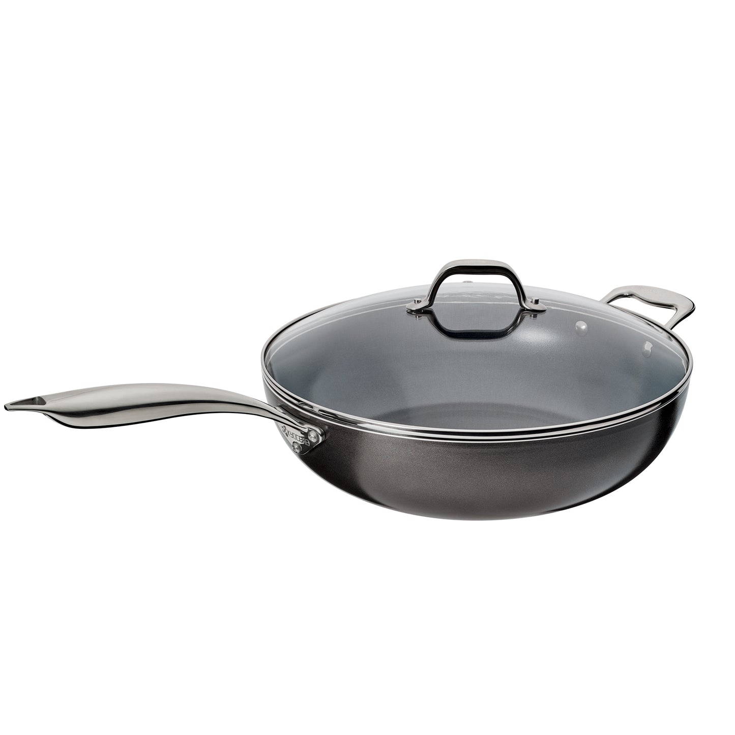 Kyocera 12.5" Ceramic Nonstick Wok Pan with Tempered Glass Lid